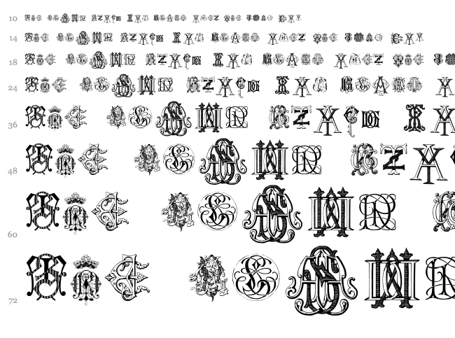 Intellecta Monograms Random Samples Two font waterfall